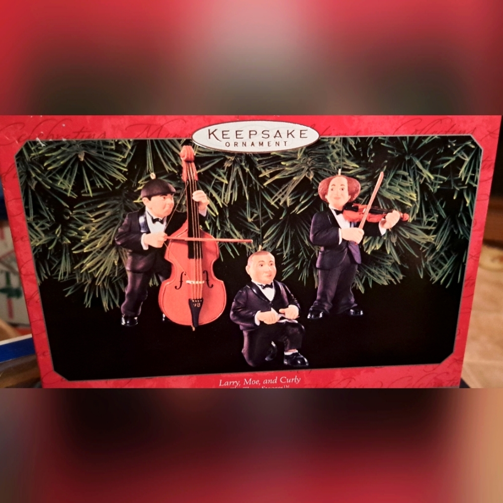 Hallmark 1998 The Three Stooges  Christmas Ornaments (New In Box) Larry Moe Curl